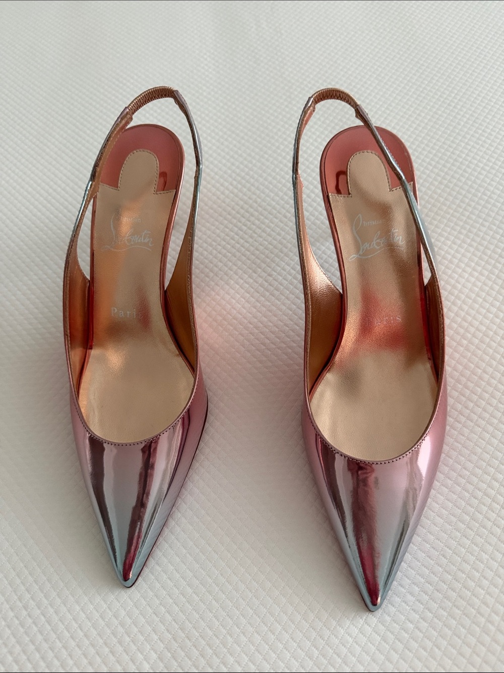 Christian Louboutin Iridescent Pink Pointed Slingback Pumps